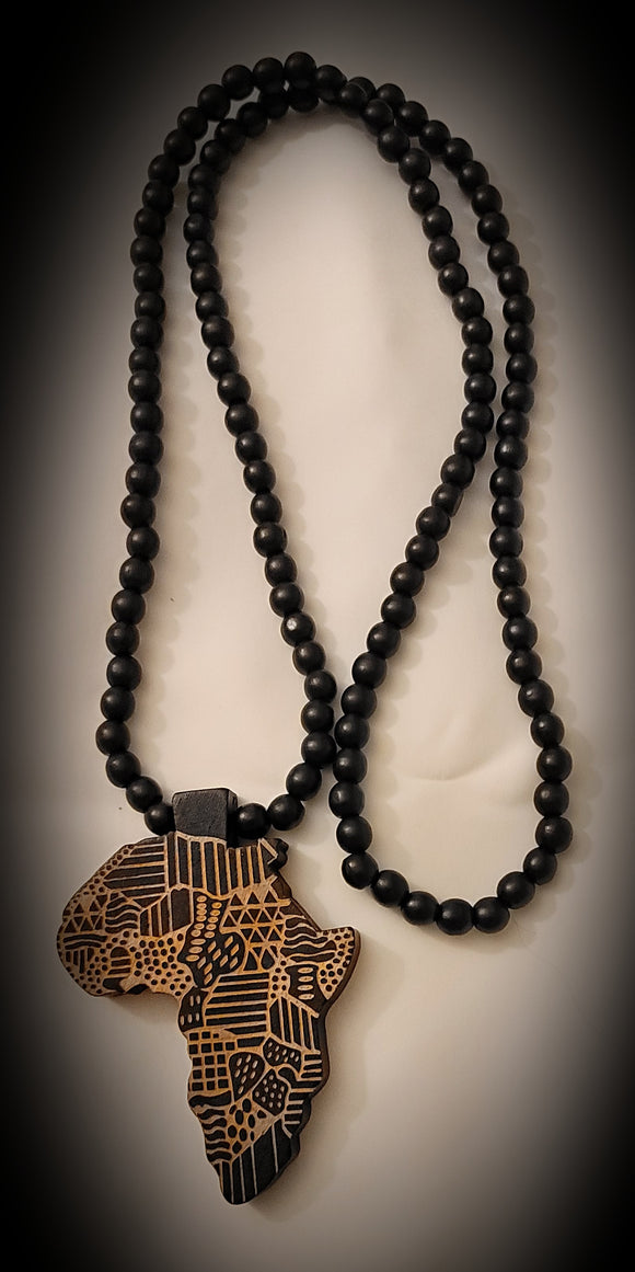 Handmade African pendant and beaded necklace 18' inches