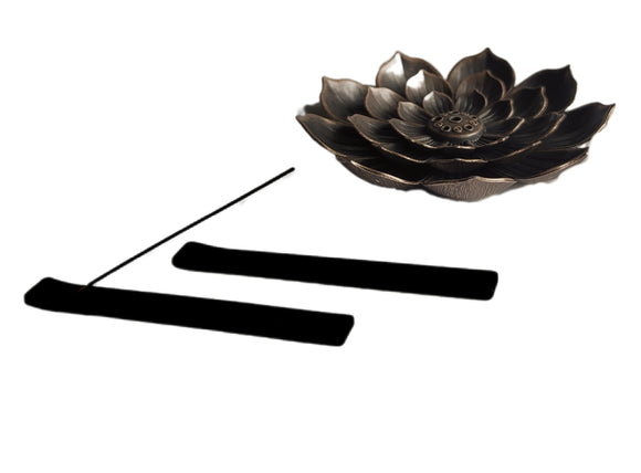 Lotus Incense holder, Black wooden incense holder